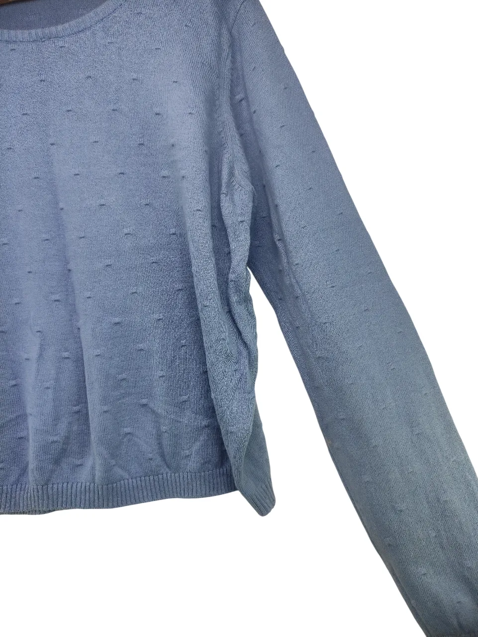 ONLY Powder Blue Textured Knit Long Sleeve Top (Size 42)