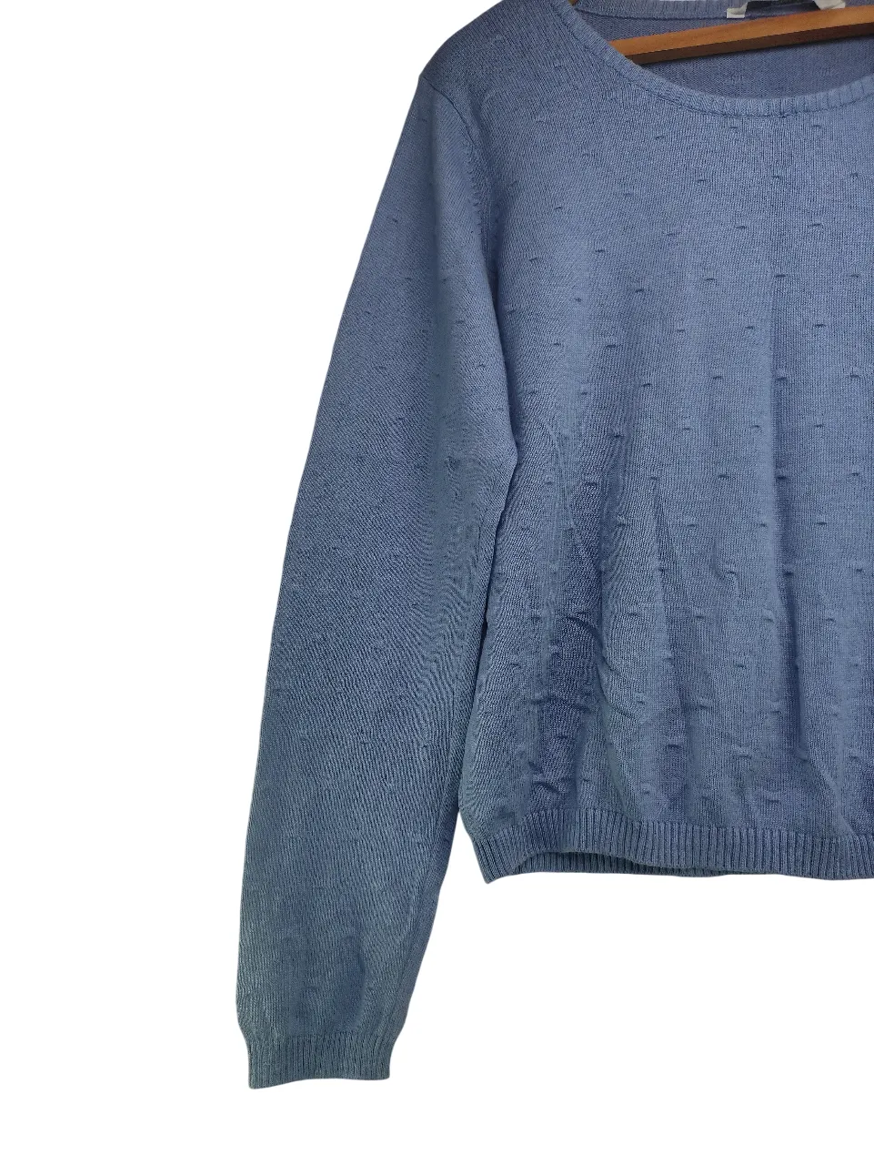 ONLY Powder Blue Textured Knit Long Sleeve Top (Size 42)