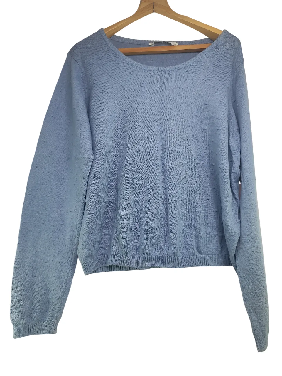ONLY Powder Blue Textured Knit Long Sleeve Top (Size 42)