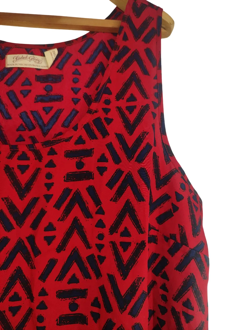 Red & Black Print Tank Top  