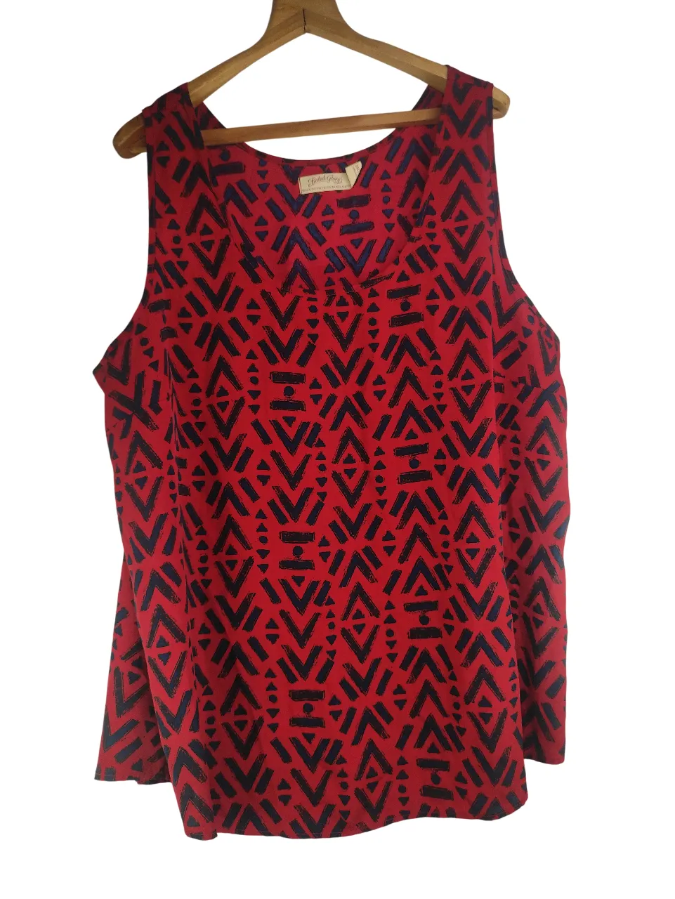 Red & Black Print Tank Top  