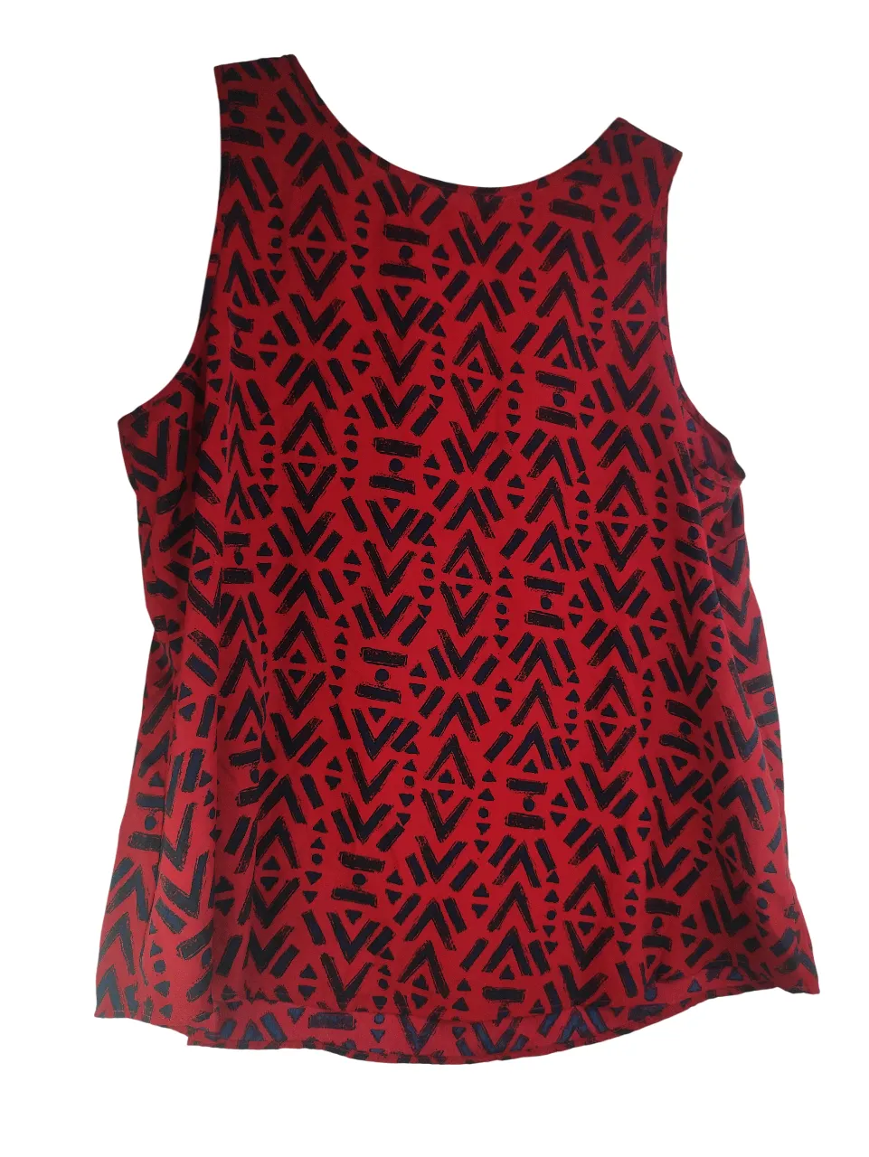Red & Black Print Tank Top  