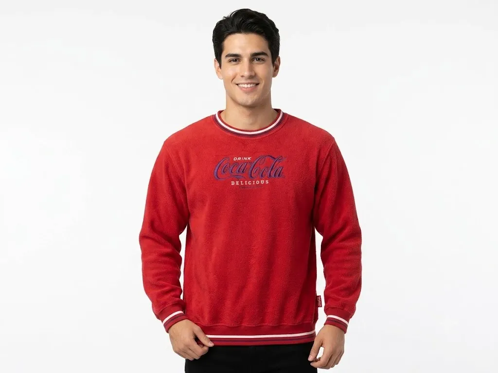 Vintage Coca-Cola Embroidered Red Fleece Sweatshirt
