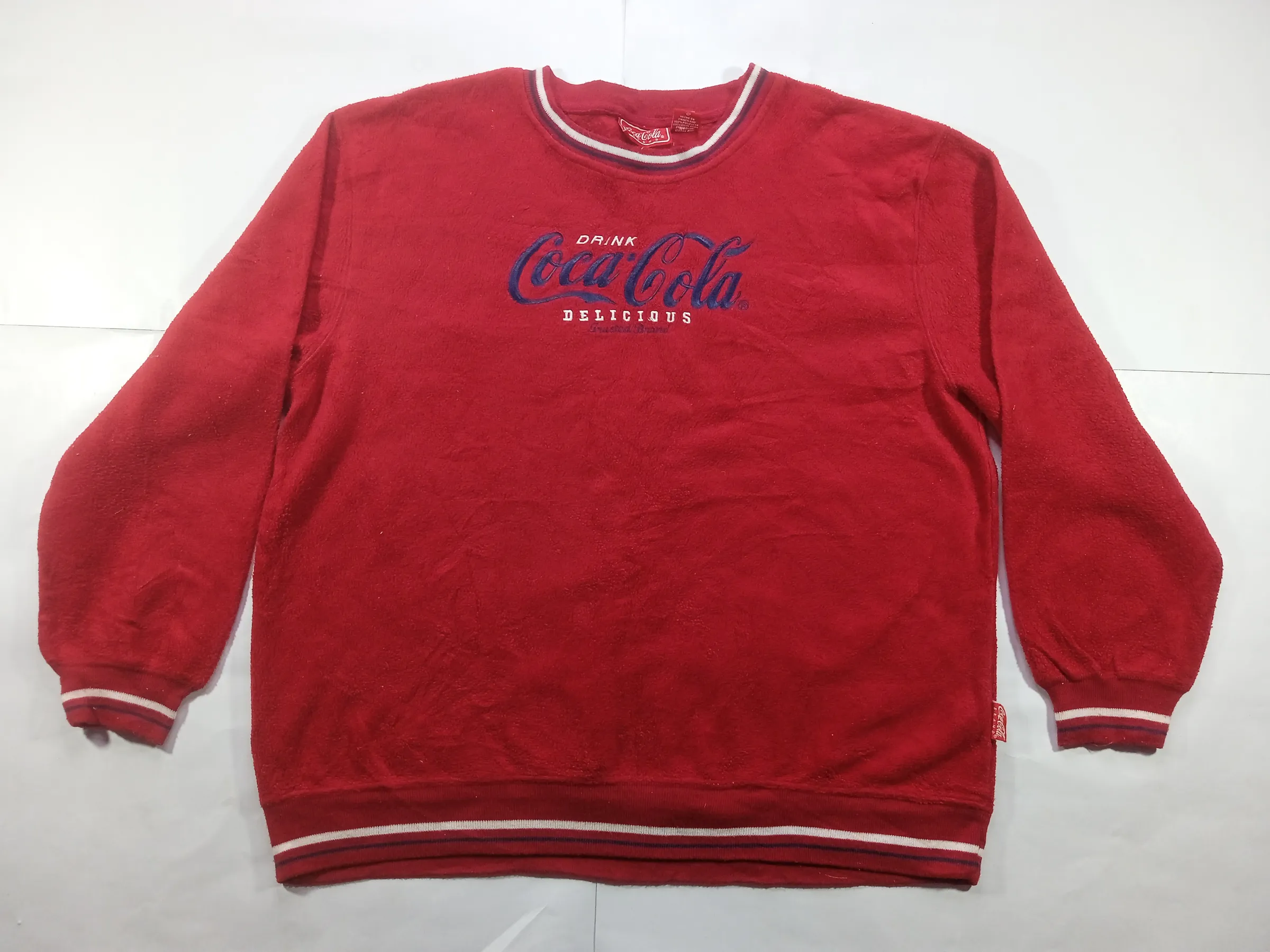Vintage Coca-Cola Embroidered Red Fleece Sweatshirt