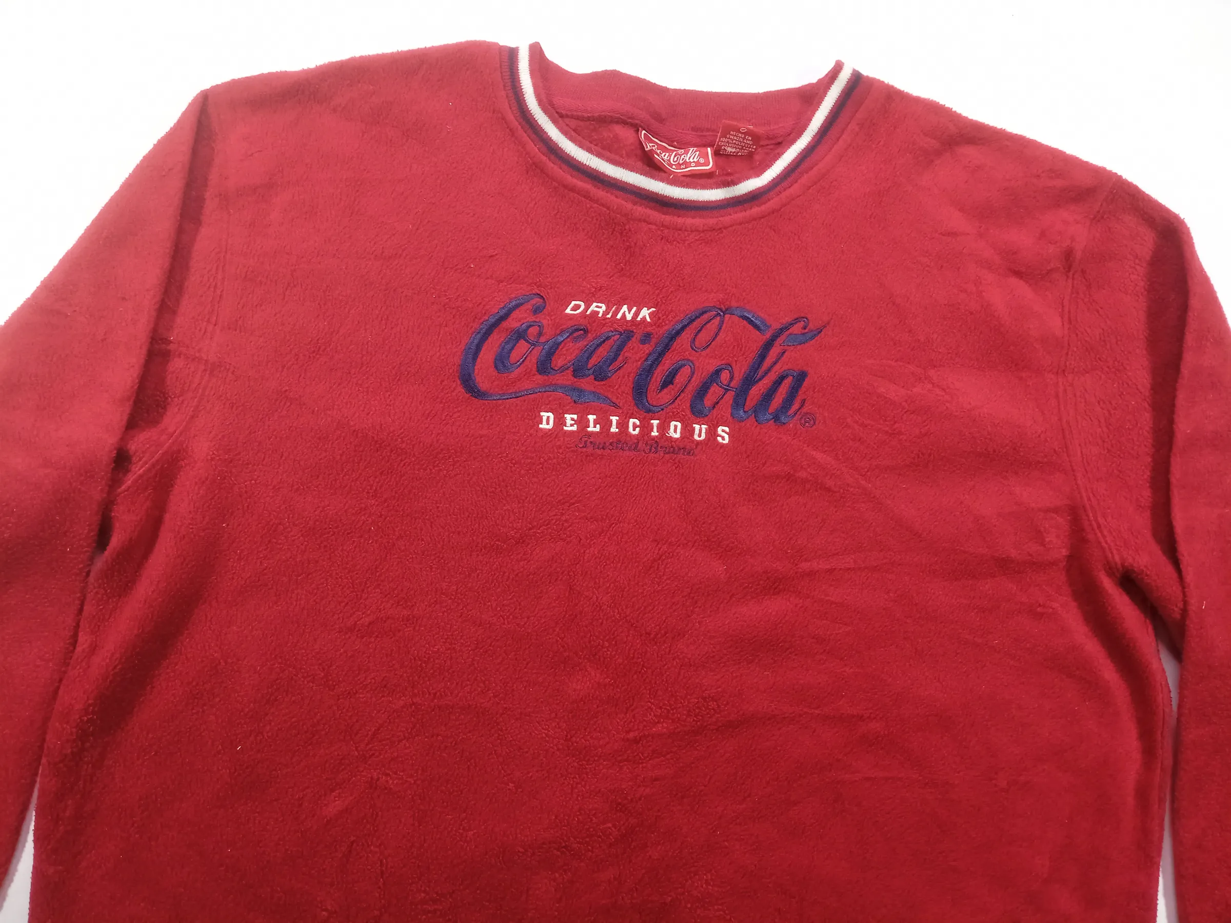Vintage Coca-Cola Embroidered Red Fleece Sweatshirt