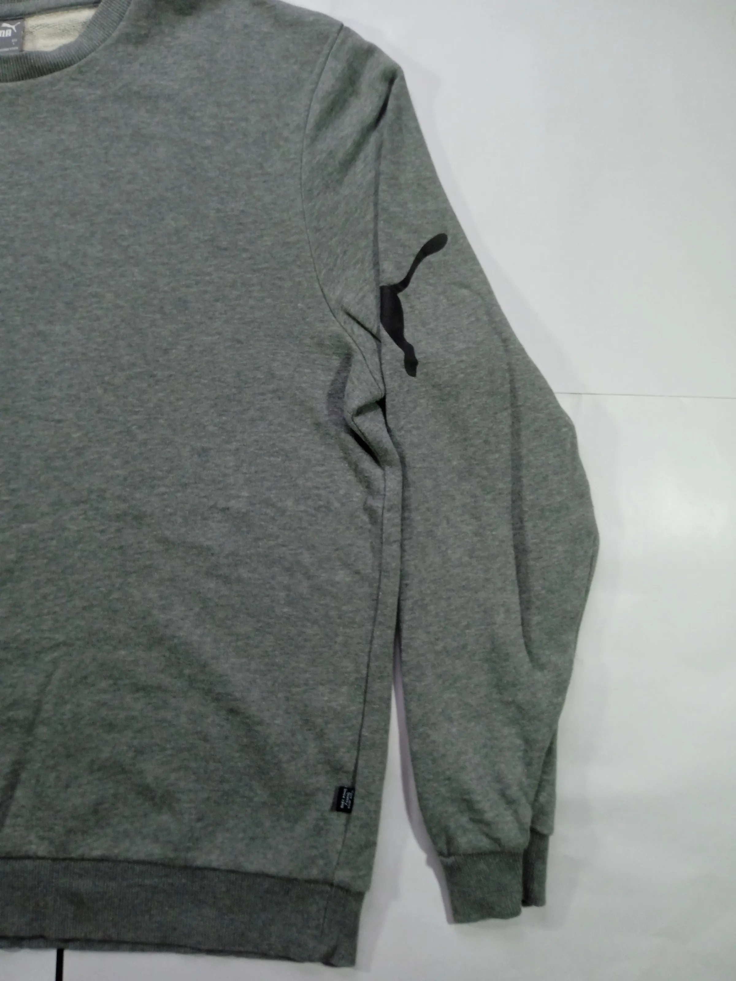 PUMA Men's Heather Grey Graphic Crewneck Sweatshirt