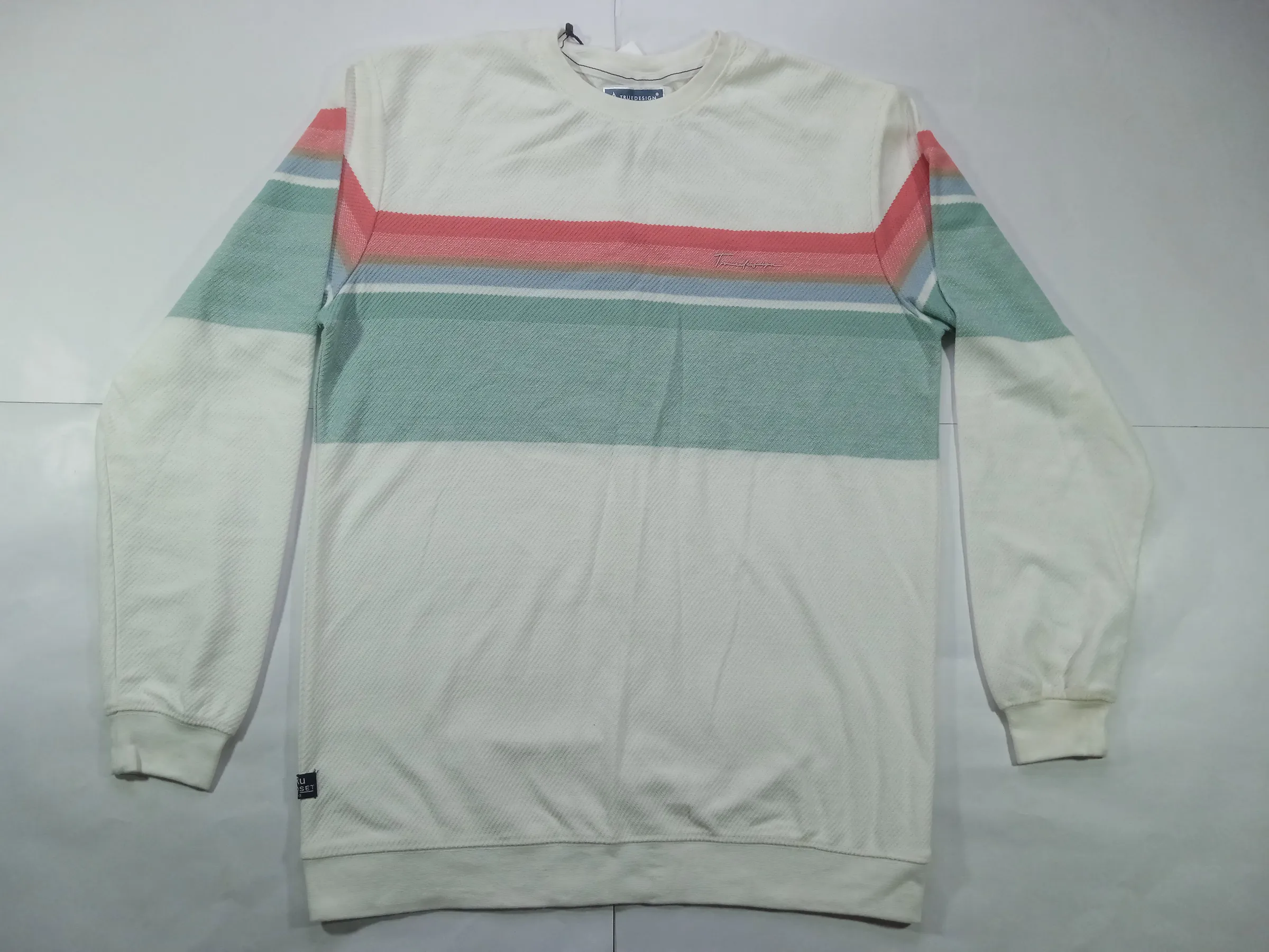 TRUEDESIGN Men's Tuscano Multi-Color Striped Crew Neck Sweatshirt / Full Sleeve T-Shirt