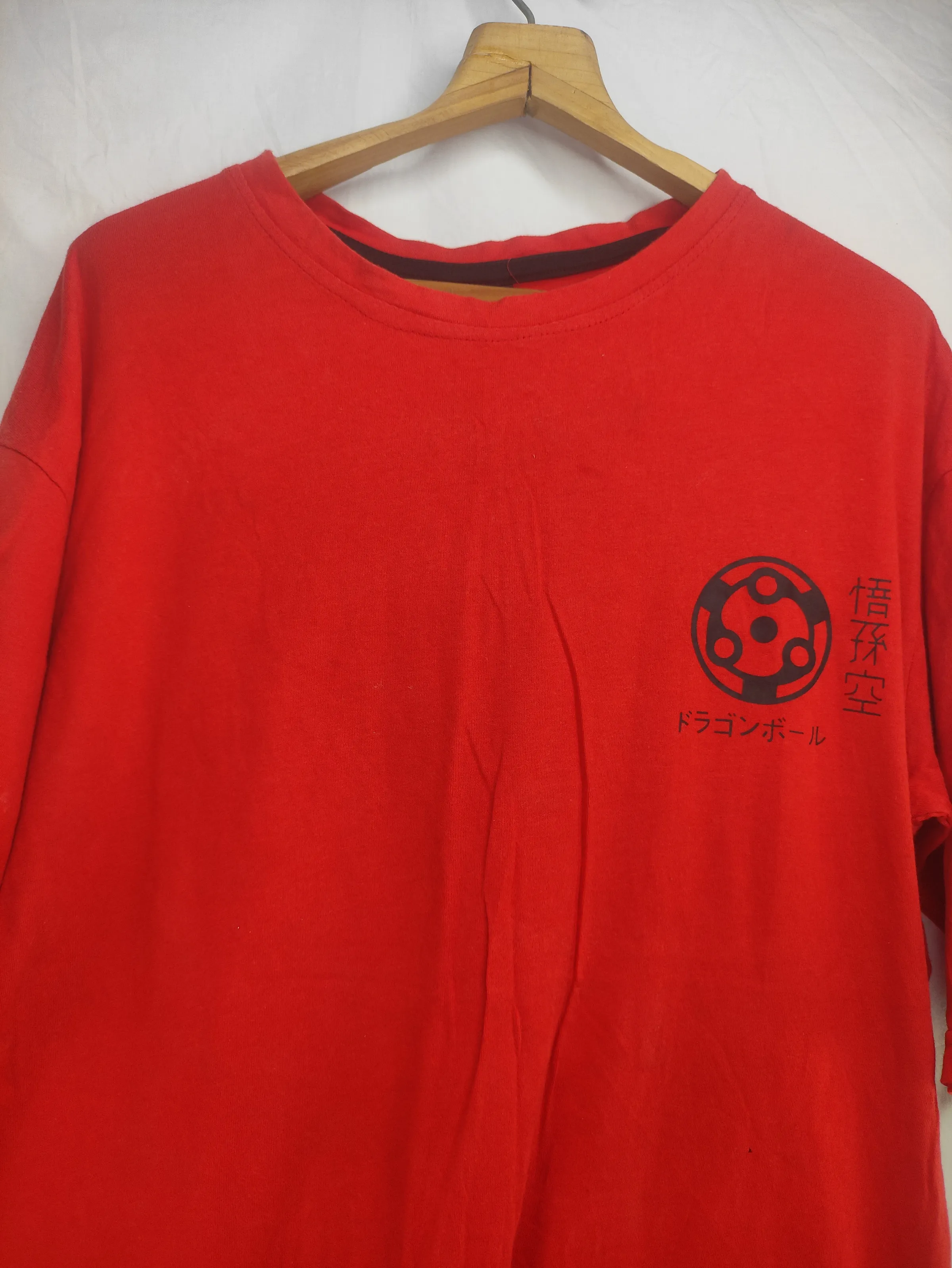 THE ANIME COLLABORATION Men's Crimson Red Anime Graphic T-Shirt – Front Emblem & Back Art Print