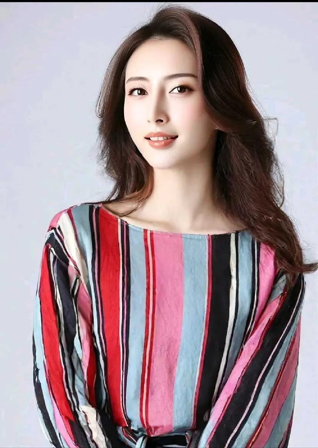 ZARA BASIC Women’s Multicolor Vertical Striped Front Tie Crop Top with Long Sleeves