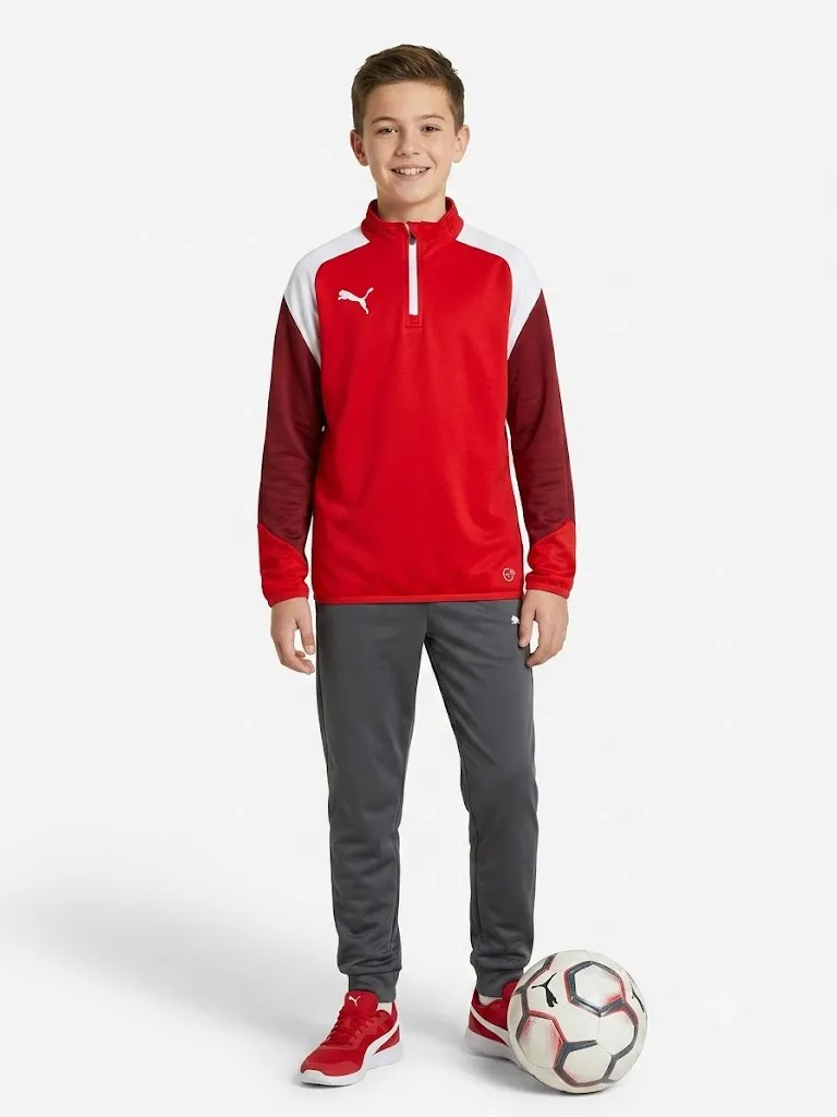 PUMA Youth/Teen Colorblock Half-Zip Training Sweatshirt (Red/White)