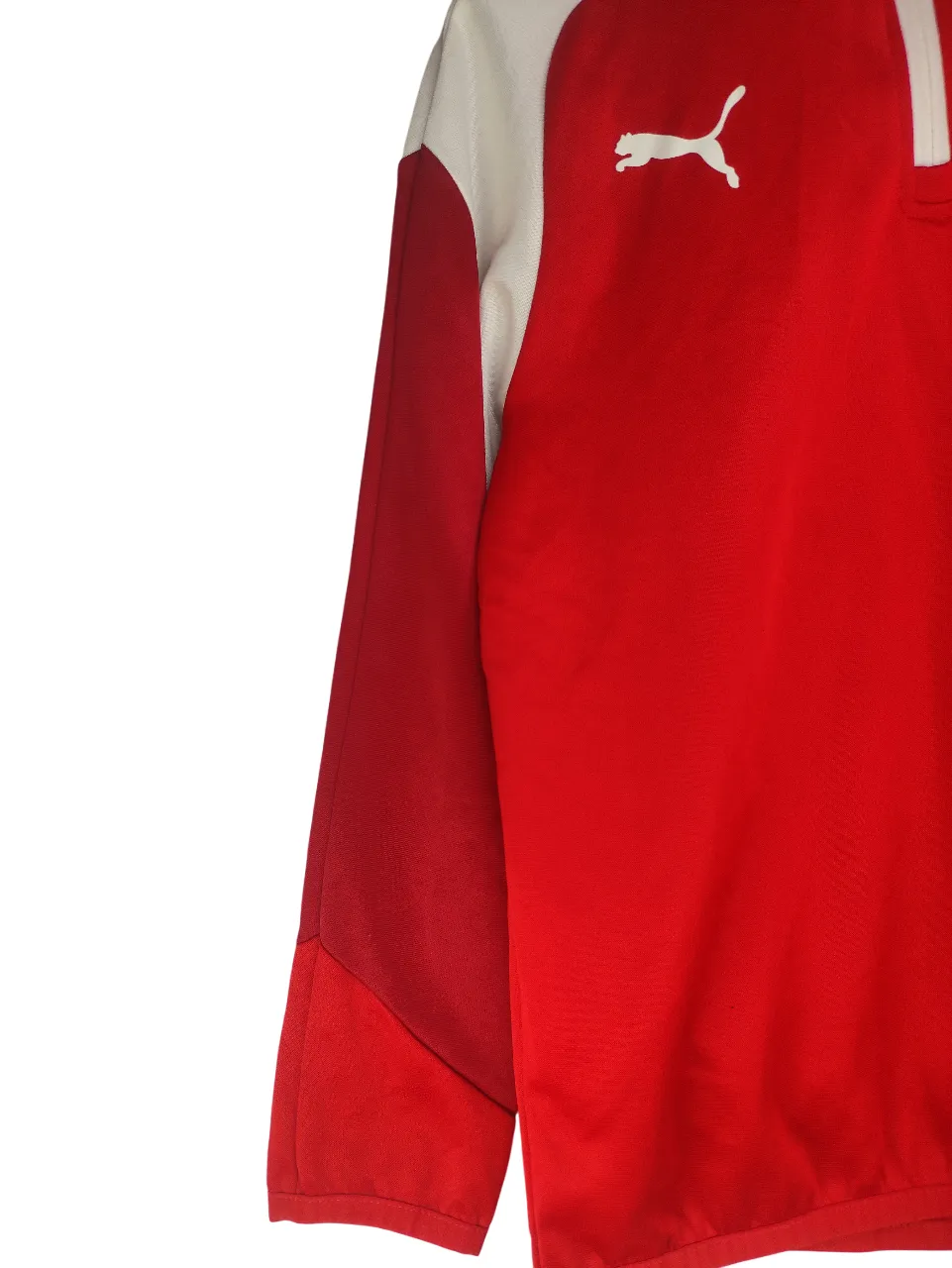 PUMA Youth/Teen Colorblock Half-Zip Training Sweatshirt (Red/White)