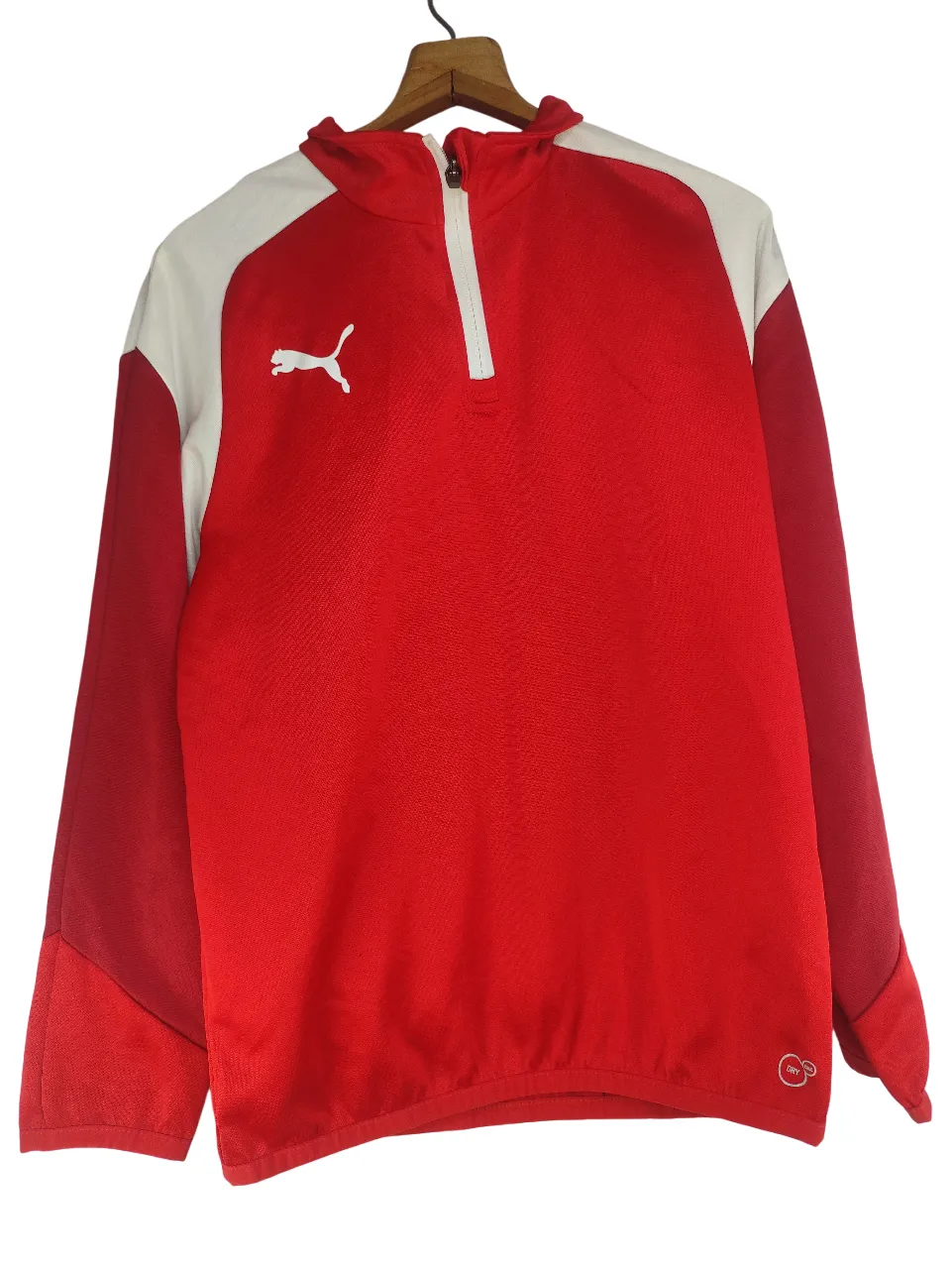 PUMA Youth/Teen Colorblock Half-Zip Training Sweatshirt (Red/White)