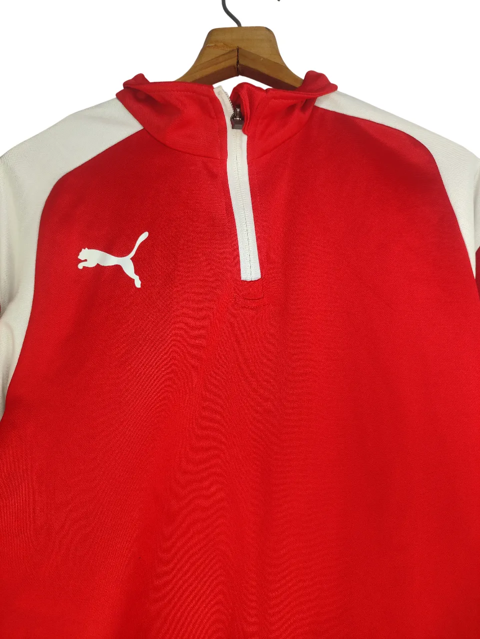 PUMA Youth/Teen Colorblock Half-Zip Training Sweatshirt (Red/White)