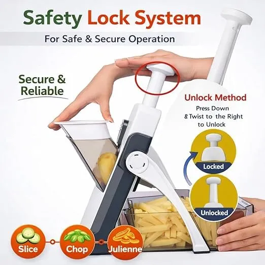 6-in-1 Manual Vegetable Chopper & Mandoline Slicer – Multifunction Kitchen Cutter