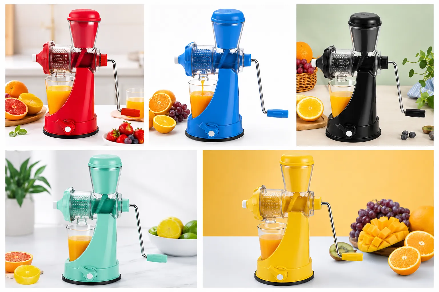 Manual Hand Crank Juicer & Fruit Extractor – Multi-Purpose Kitchen Juicing Machine