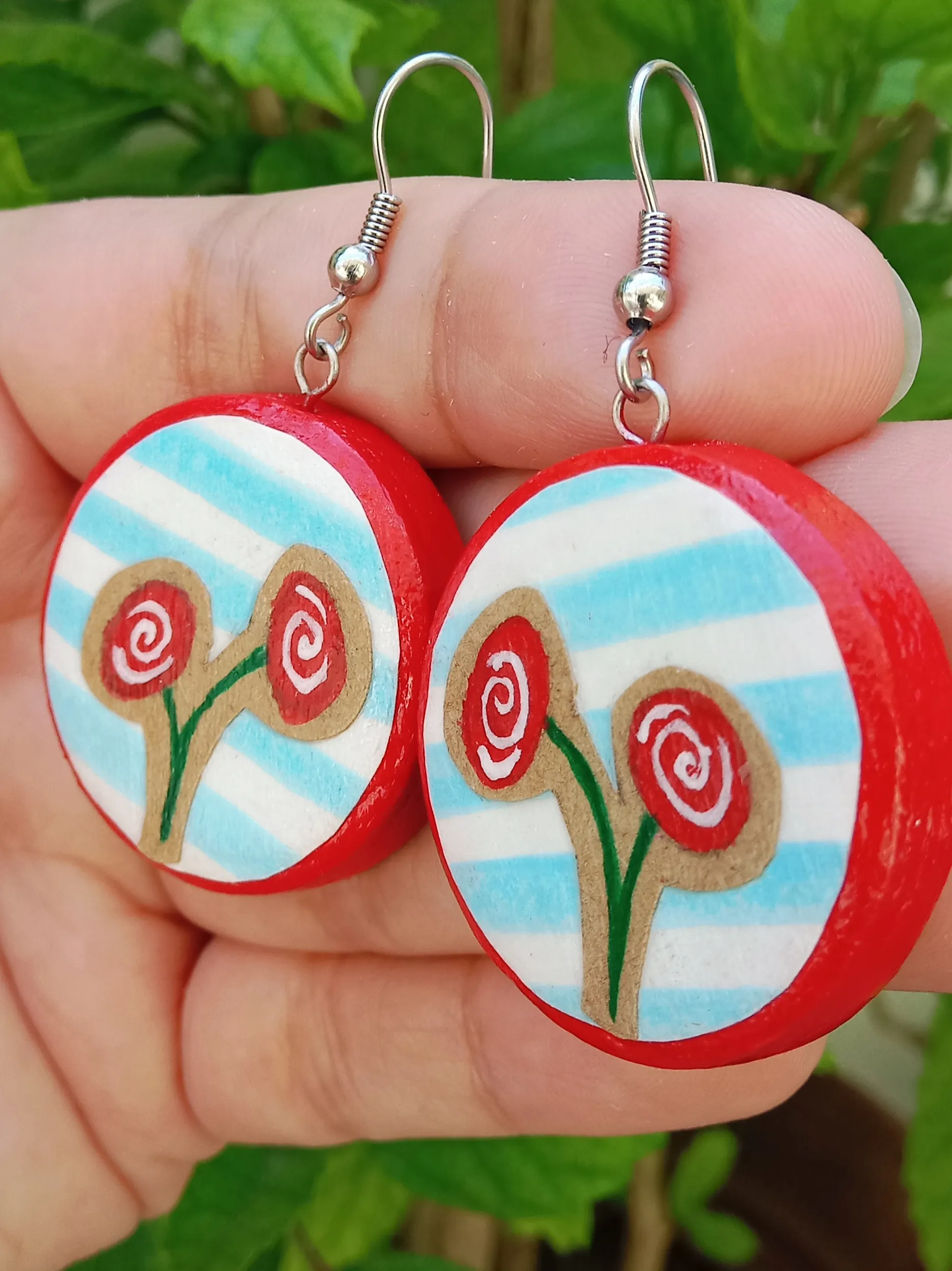 Scrapbook Red: Mediterranean Clay Earrings with Anti-Tarnish Hooks