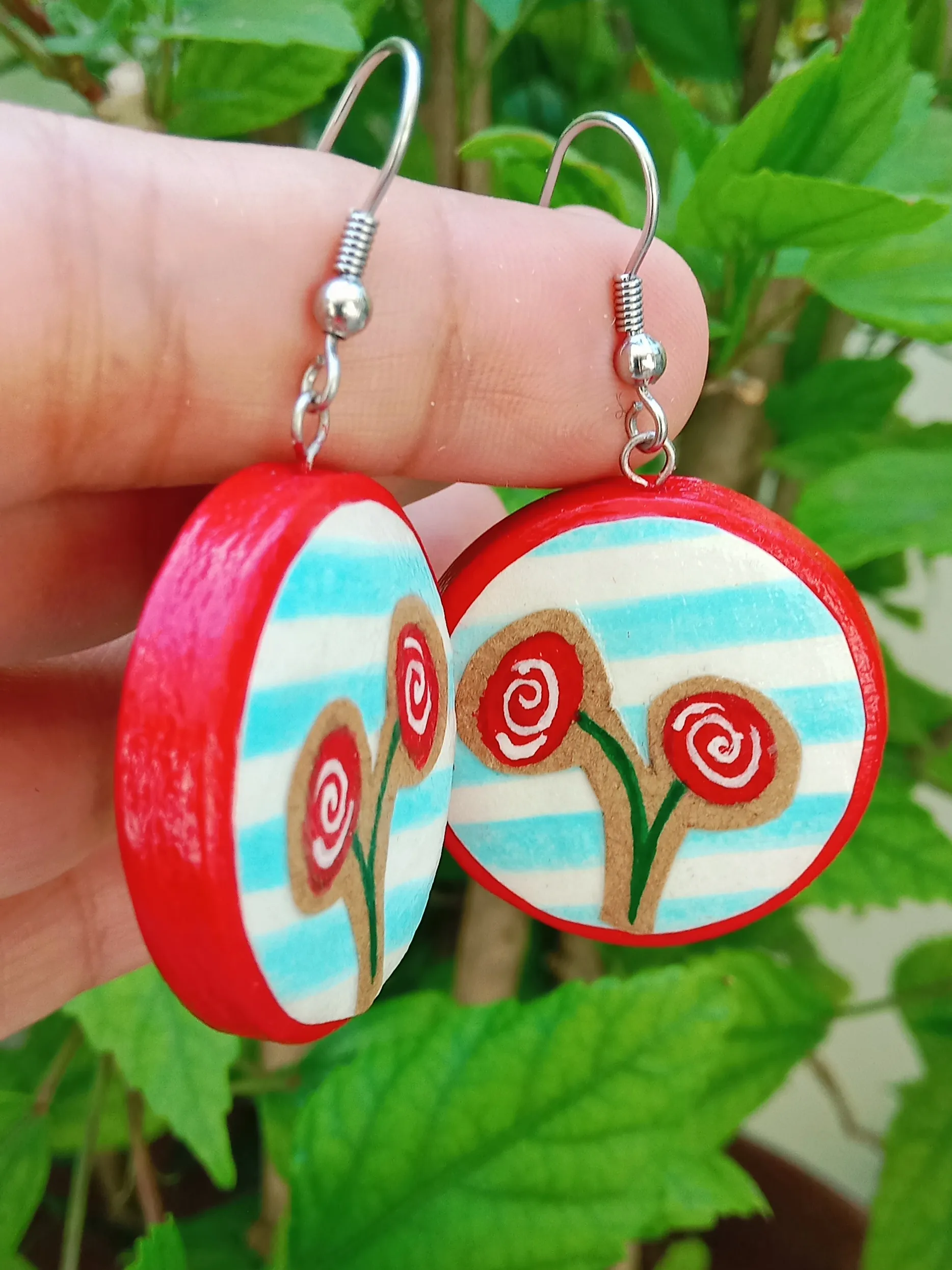 Scrapbook Red: Mediterranean Clay Earrings with Anti-Tarnish Hooks