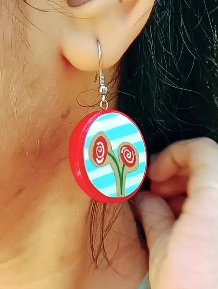 Scrapbook Red: Mediterranean Clay Earrings with Anti-Tarnish Hooks