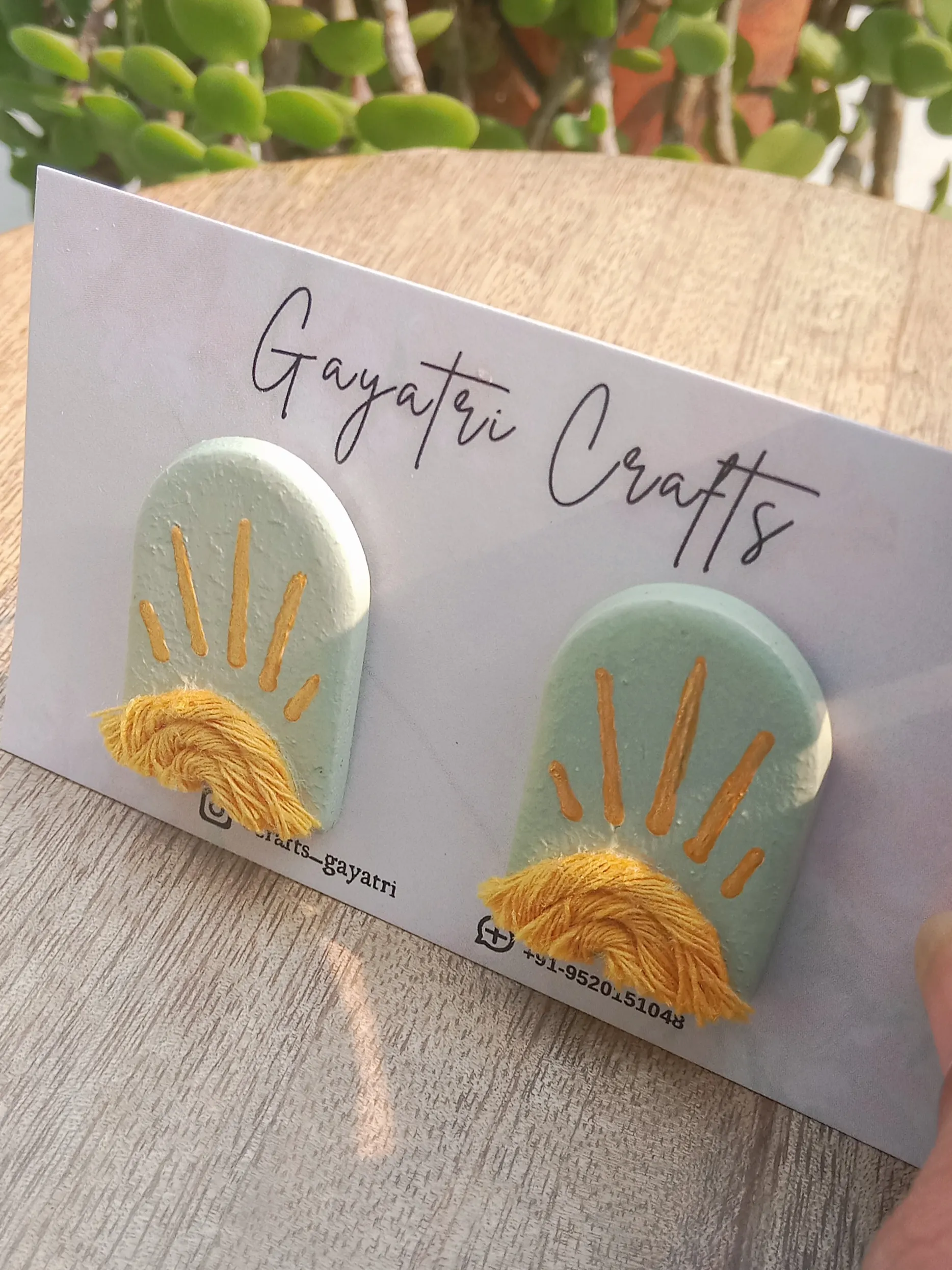 Minimalist Clay Studs With A Shining Sun 🌞 And A Macrame Twist