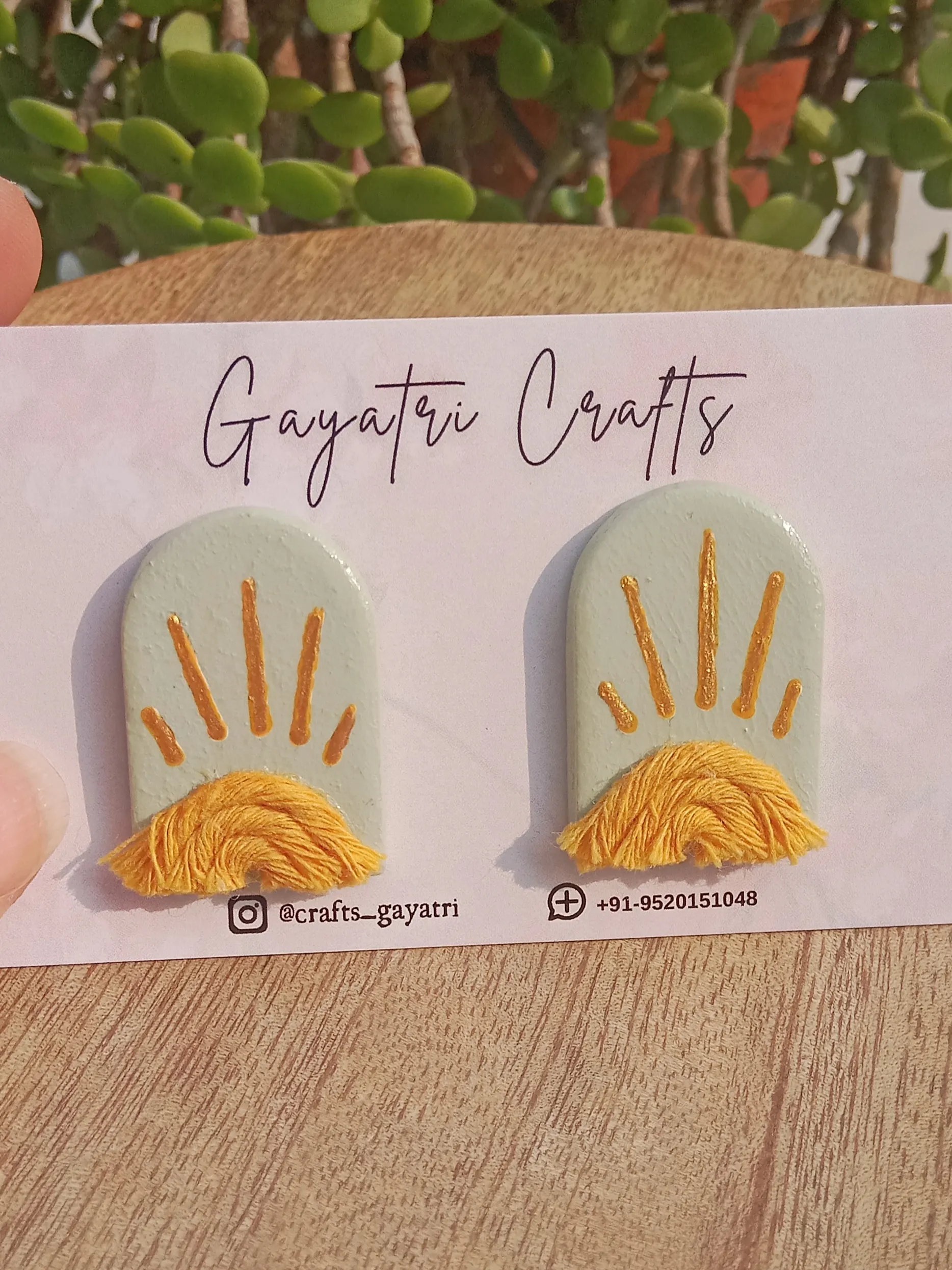 Minimalist Clay Studs With A Shining Sun 🌞 And A Macrame Twist