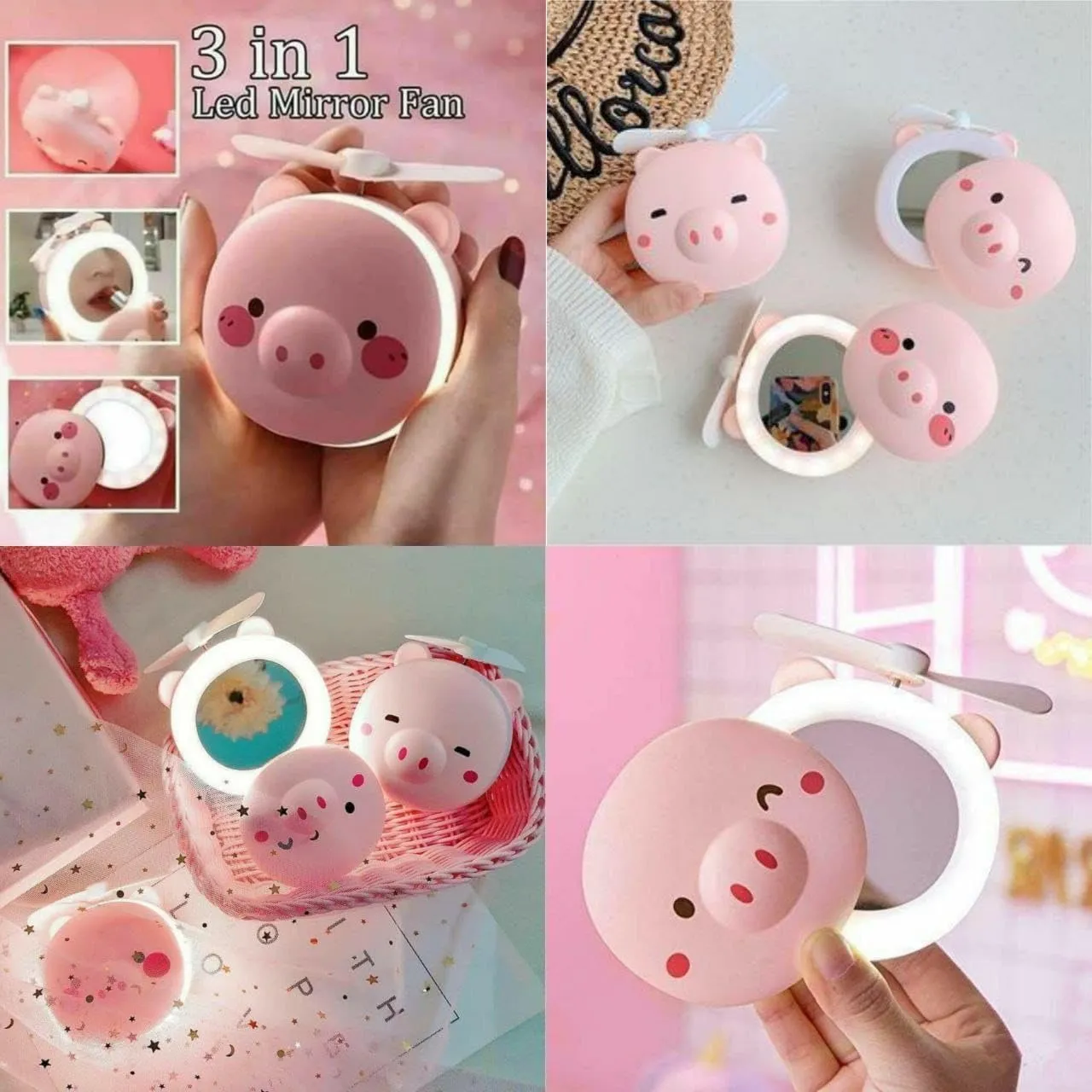 Piggy Fan with Mirror